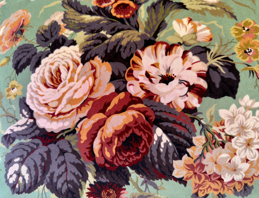 Green floral velvet with orange velvet back image 5