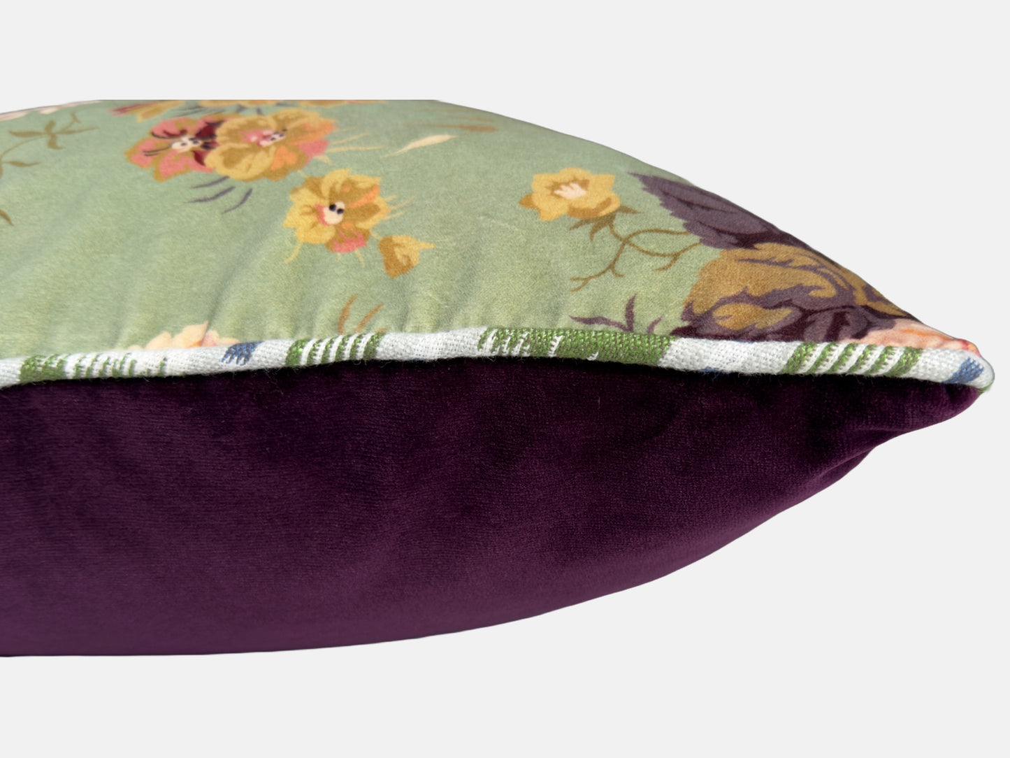 Green floral velvet with purple velvet back image 8