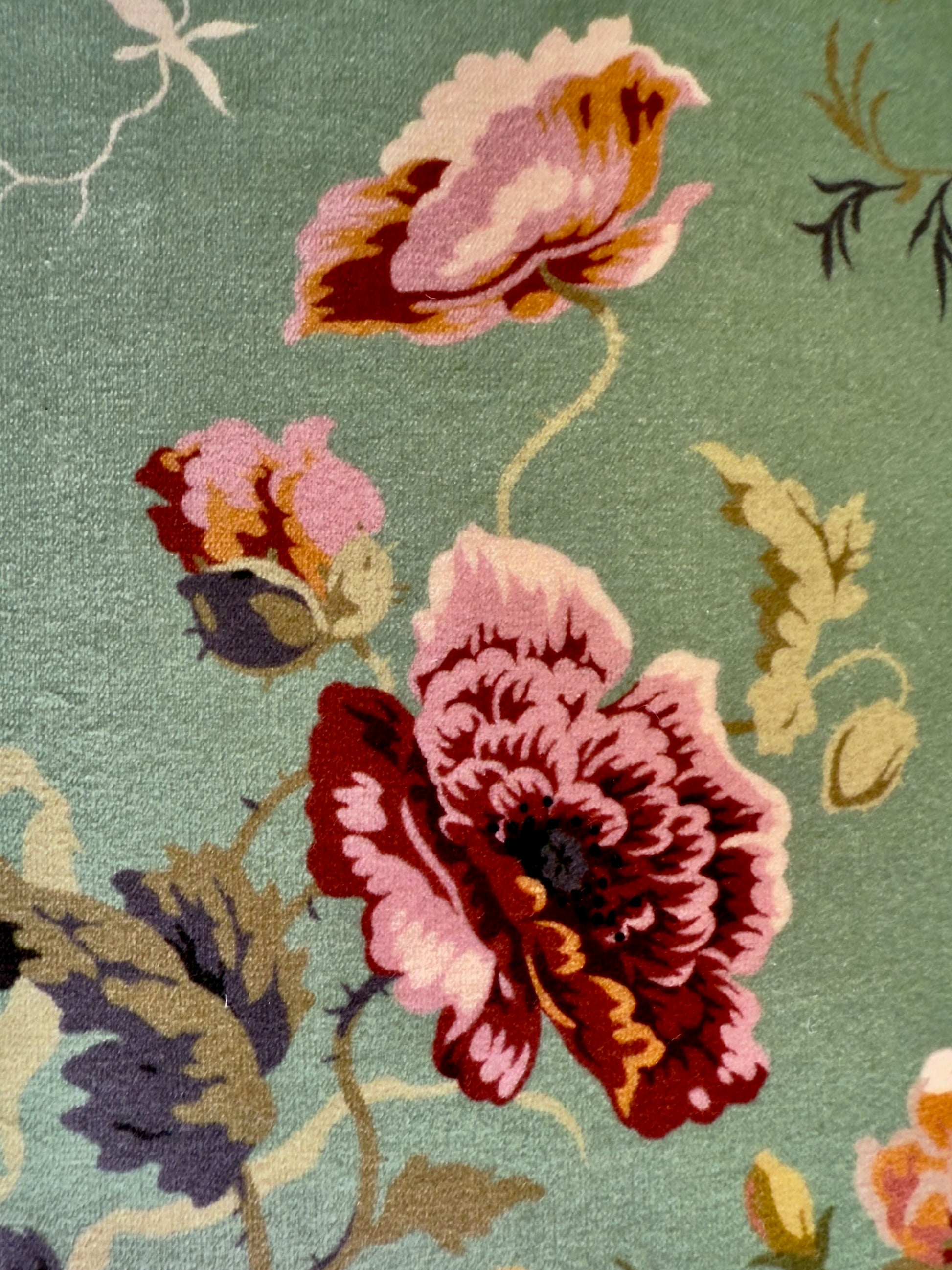 Green floral velvet  with orange velvet back image 9