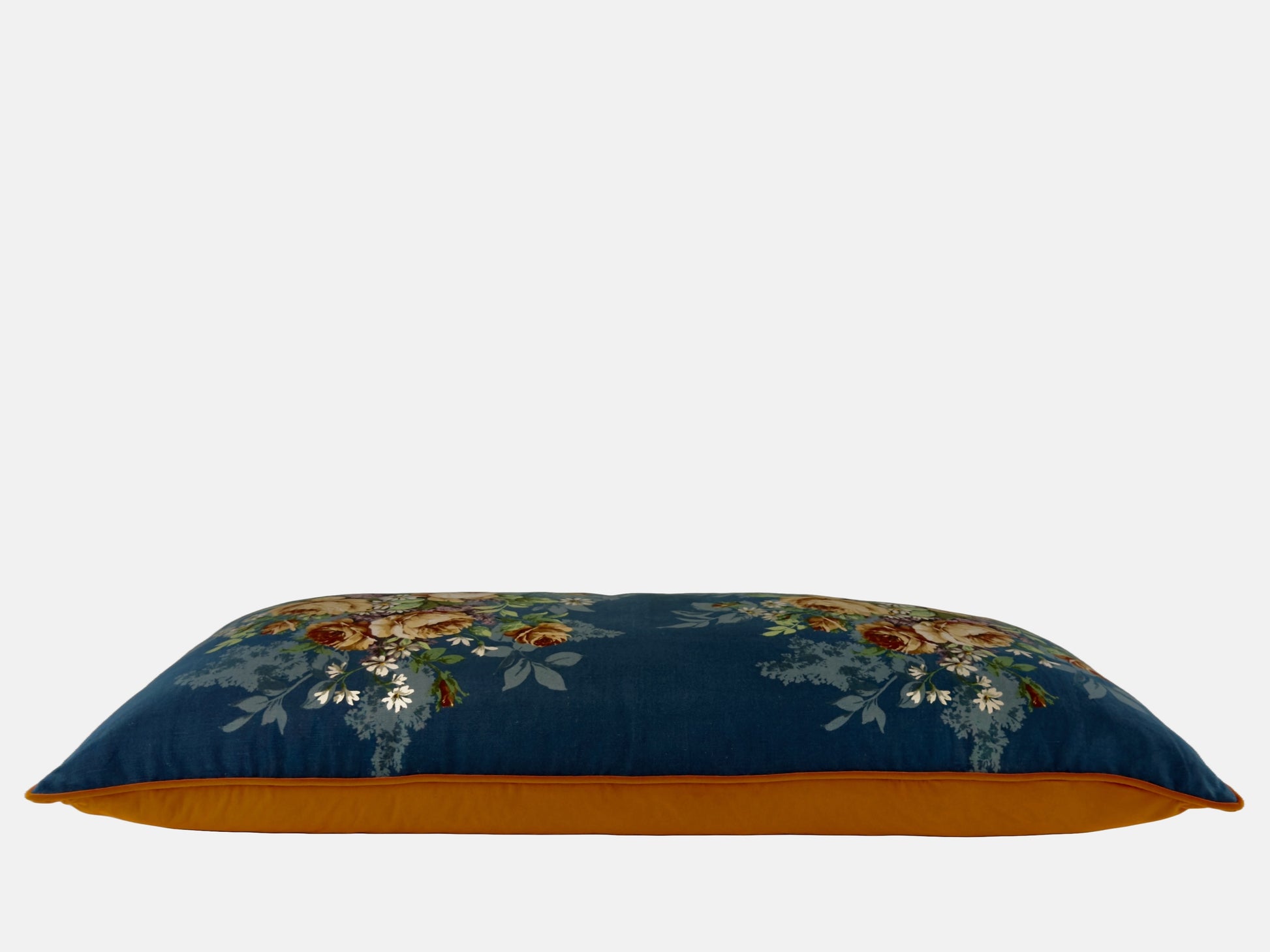 Vintage blue floral print with orange velvet back image 3