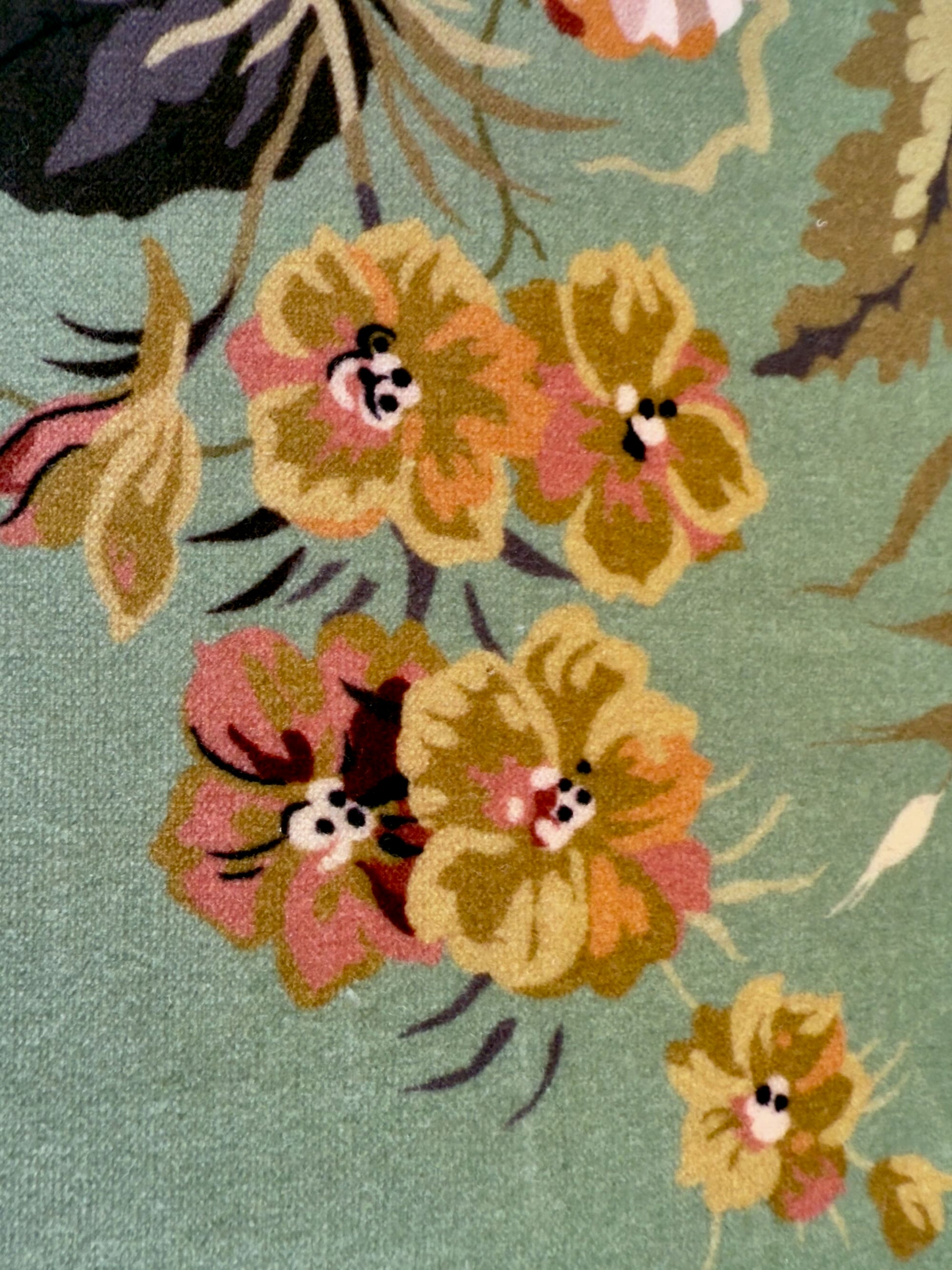 Green floral velvet  with orange velvet back image 7