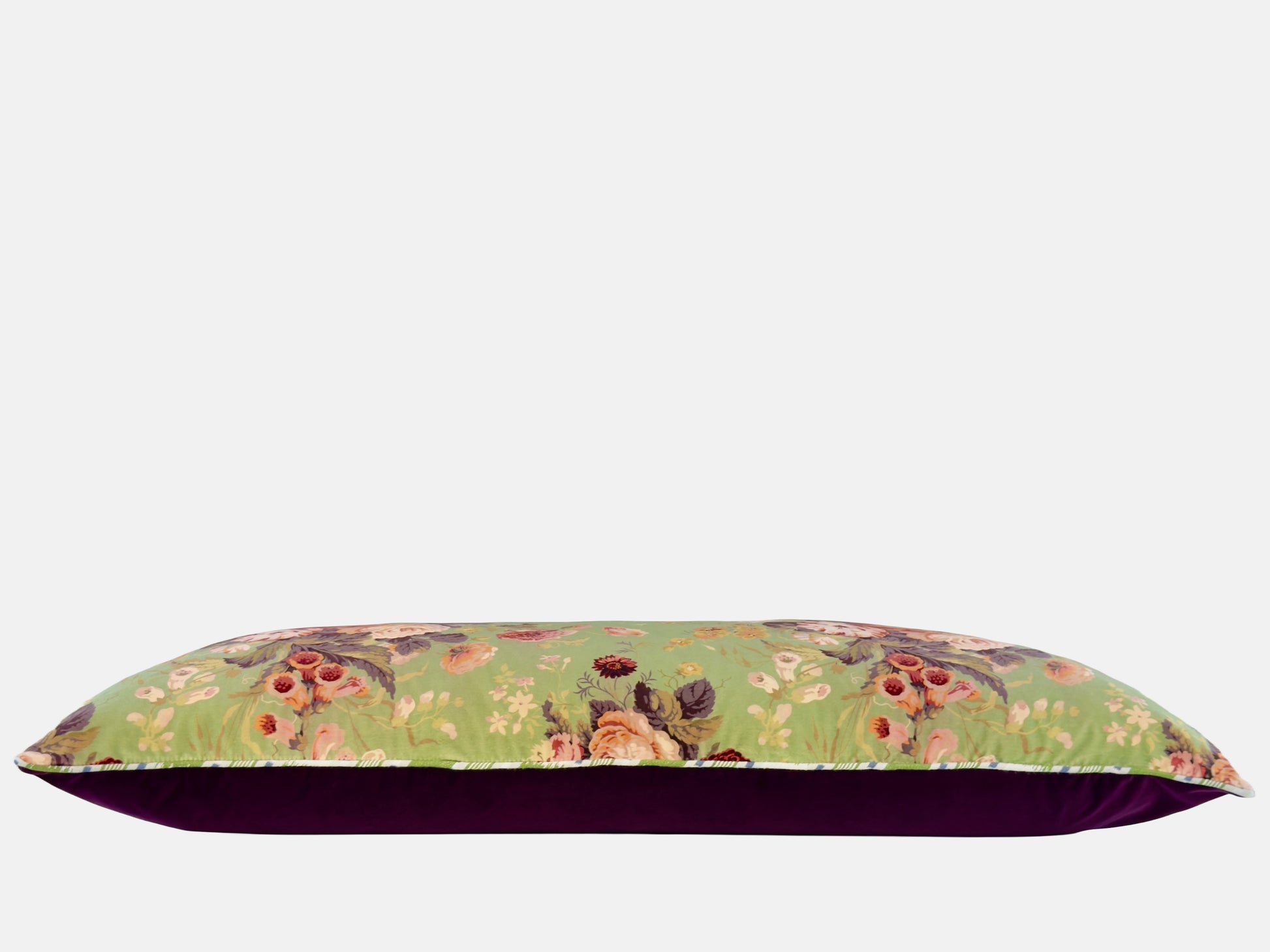 Green floral velvet with purple velvet back image 1