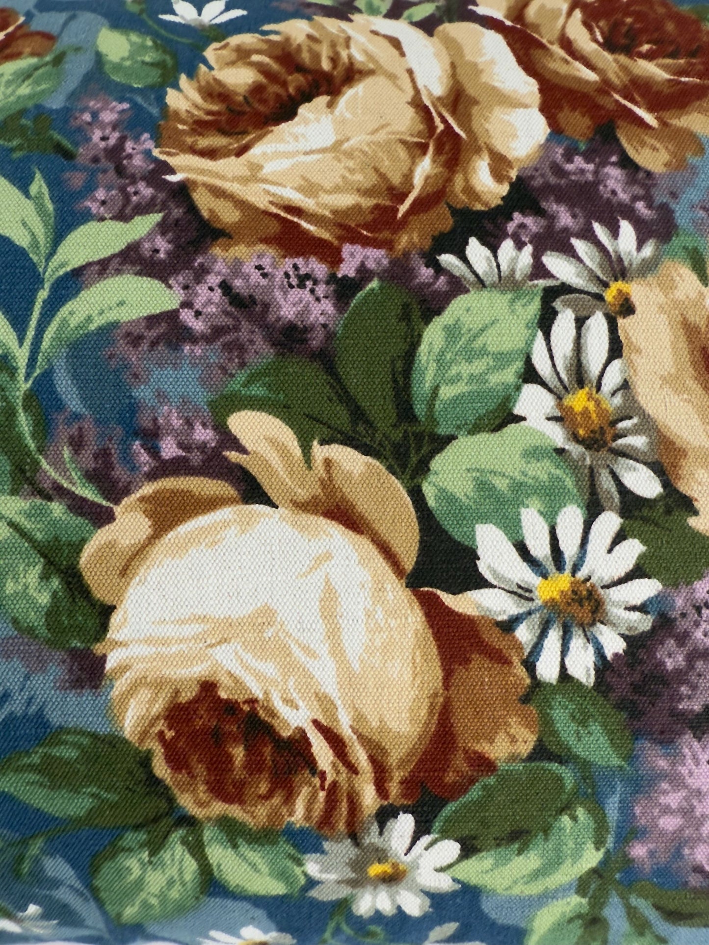 Vintage blue floral print with orange velvet back image 10