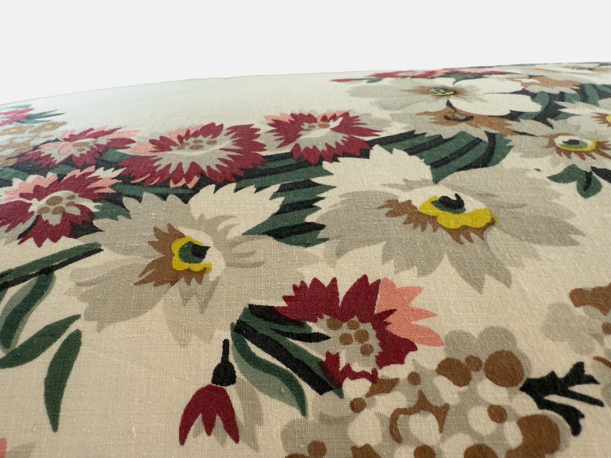 Partridges and plant print  with a deep pink velvet back image 9