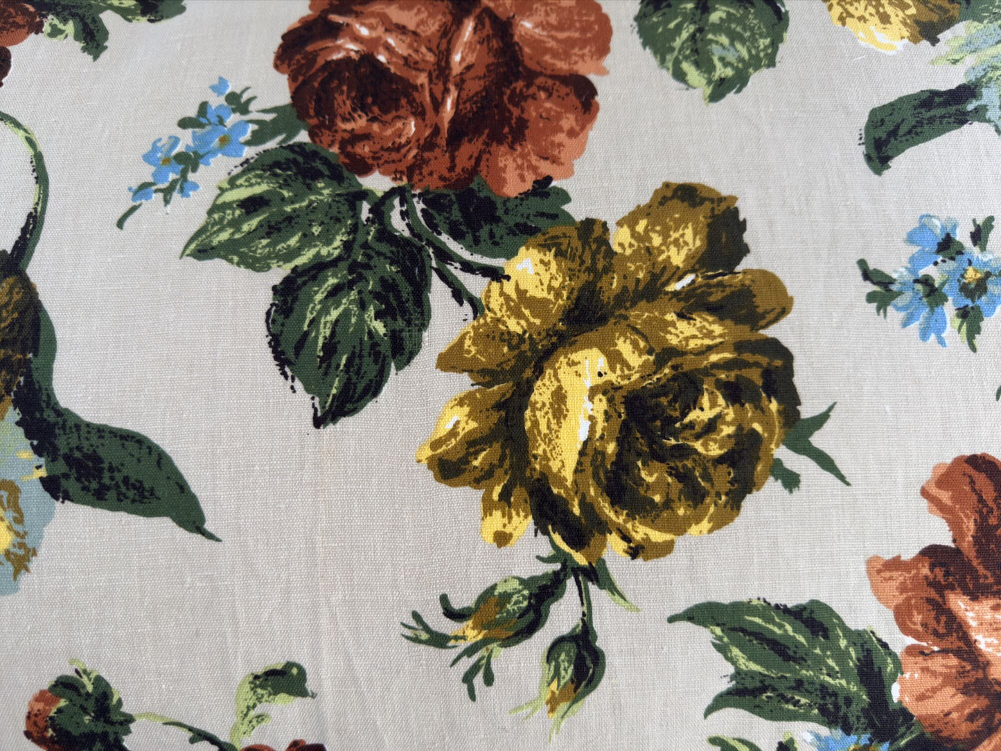 Floral cotton fabric and dark orange velvet back image 6