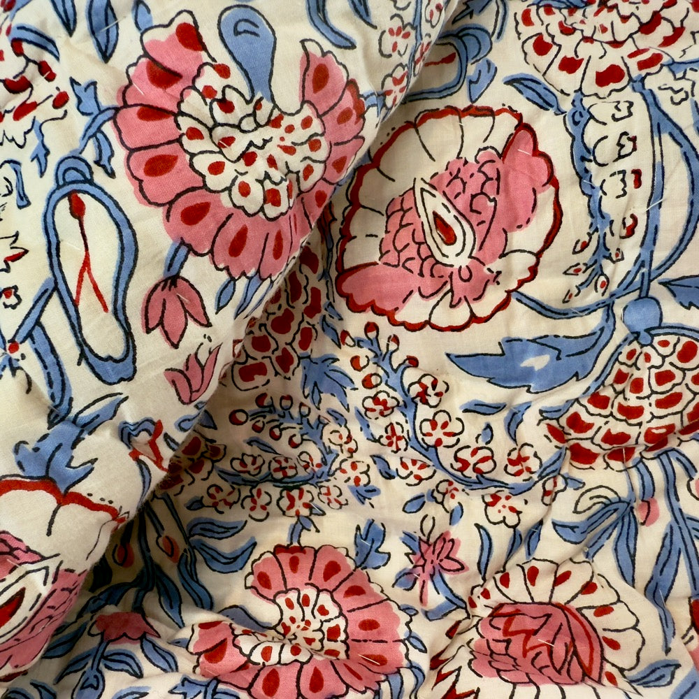 Floral and stripe double quilt - Blue image 2