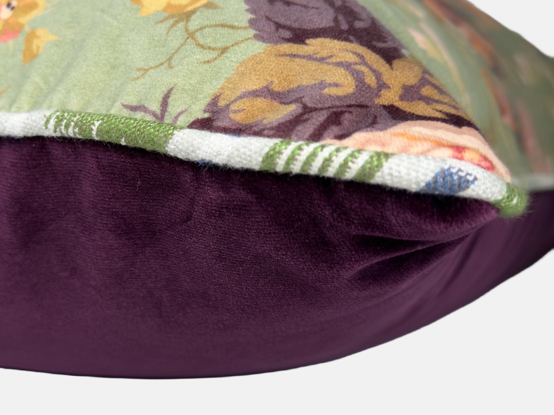 Green floral velvet with purple velvet back image 6