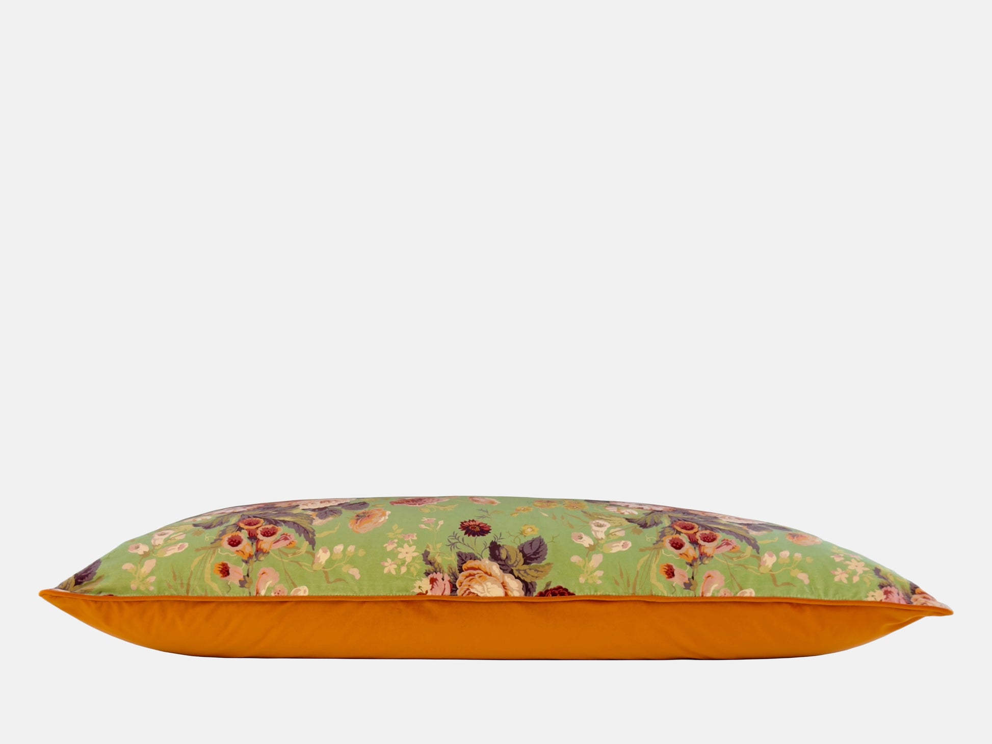 Green floral velvet  with orange velvet back image 1