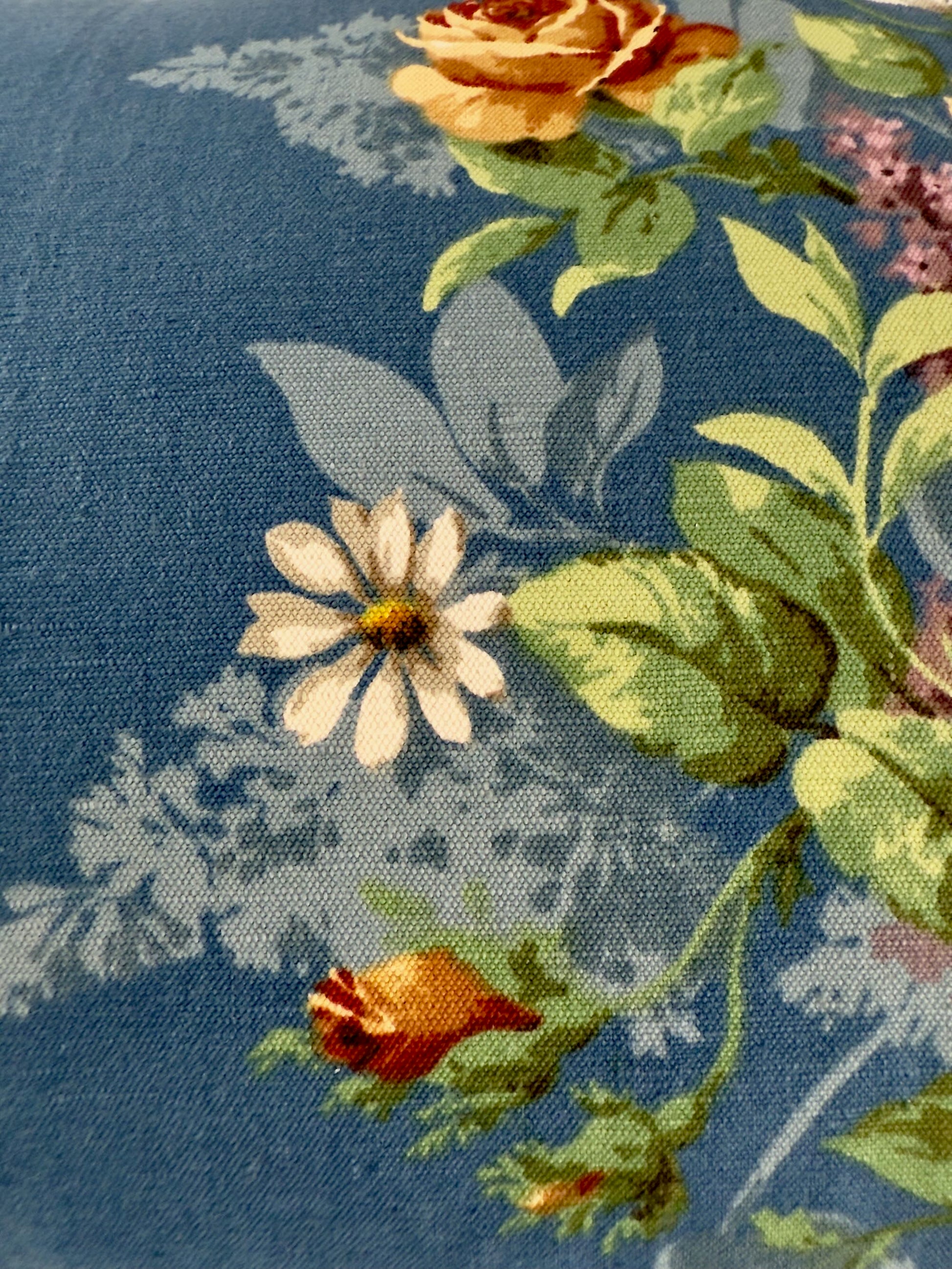 Vintage blue floral print with orange velvet back image 11