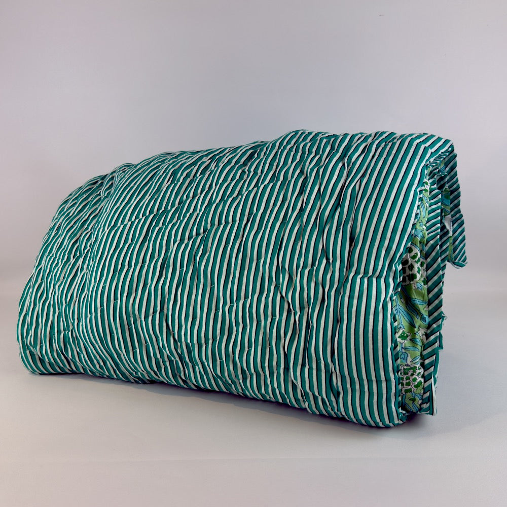 Floral and stripe double quilt - Green image 6
