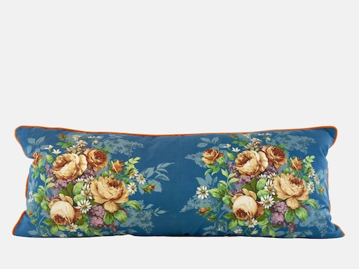 Vintage blue floral print with orange velvet back image 2